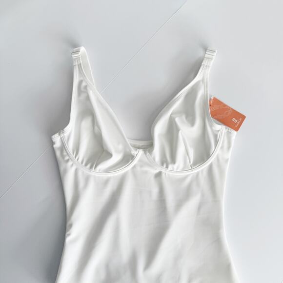 [Feelingirl] White Adjustable Strap Tummy Control Slimming Bodysuit NWT Sz Small - Picture 4 of 11
